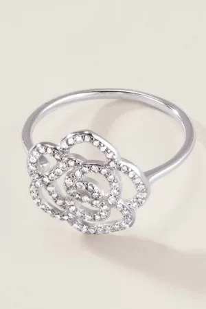 Sterling Silver Rose of Love CZ Ring