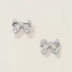 Sterling Silver Bow of Affection CZ Earrings