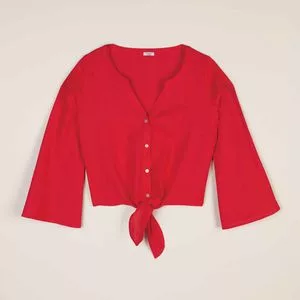 Tie-Front Button-Down Top