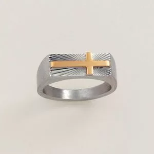 Men’s Stainless Steel Golden Faith Ring