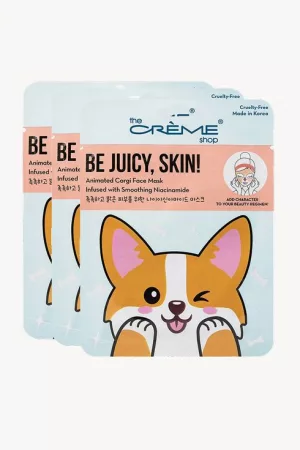 The Creme Shop Be Juicy, Skin! Animated Corgi Face Mask, 3 Pcs