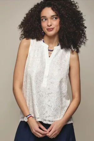 Lace-Front Sleeveless Top
