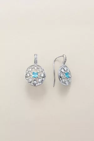 Forever Daisy Stainless Steel Aqua CZ Earrings