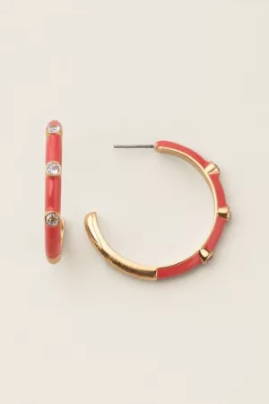 Sleek Enamel CZ Hoop Earrings