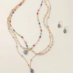 Color Cascade Layered Necklace and Earring Set