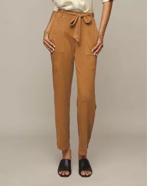 Faux-Suede Belted Pant