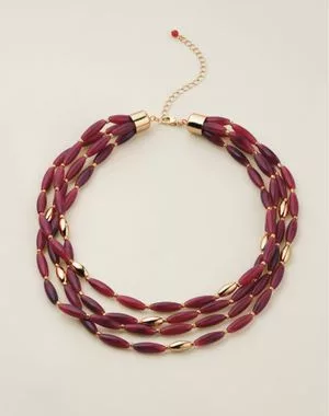 Crimson Aurora Multi-Row Beaded Necklace