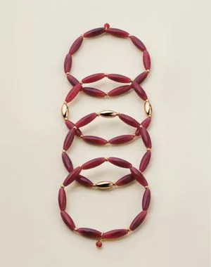 Crimson Aurora Multi-Row Beaded Bracelet Set
