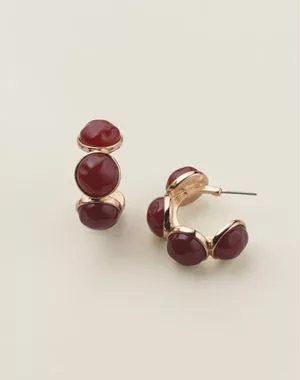 Crimson Aurora Bead Hoop Earrings