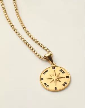 Men's Stainless Steel Trailblazer Compass Necklace