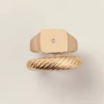 Goldtone Signet Ring Set
