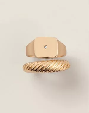 Goldtone Signet Ring Set