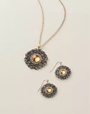 Gilded Filigree Necklace and Earring Set